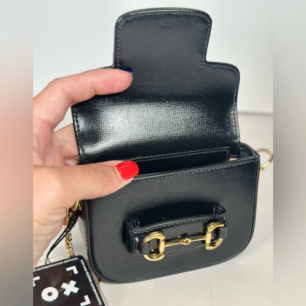 Gucci Horsebit 1955 Nano Crossbody Bag in Black with Gold Hardware
